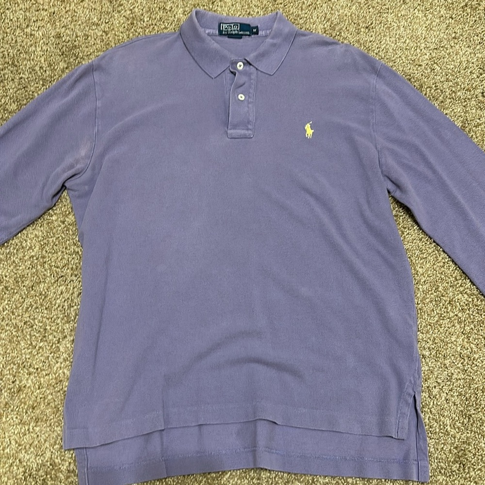 Mesh Long-Sleeve Polo Shirt size M